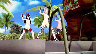 genshin impact mmd dance with noelle, amber, and eula con calma