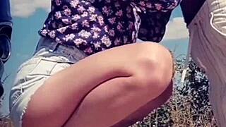 after licking his thick cock, he drenched her lips with hot cum in a wild finish