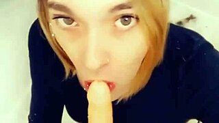 Sexy Shemale Craves Hard Cock on Her Knees for Deep Action