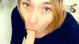 Sexy Shemale Craves Hard Cock on Her Knees for Deep Action