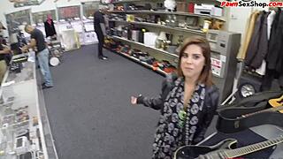 petite brunette teases before intense office session