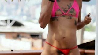 Colombian amateur plays outdoors with big cock in Medellin.