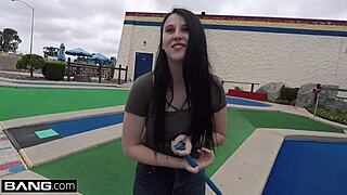 Petite Brunette College Girl Kinsley Anne Sucks Cock In Parked Car