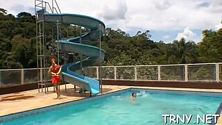 Ladyboy with big dick gives hardcore blowjob