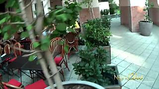 Dirty Black Slut Sucks and Gets Cumshot Outdoors