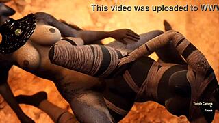 Furry jackal scissoring hard with furry dragon!