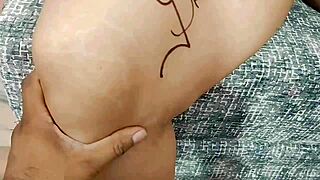 Sangeeta asks, 'Want to try this boob job with dirty talk?' as she cums on ass