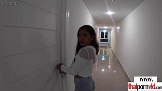 Amateur Thai Teen Cherry Sensually Strokes Big White Dick With Small Tits