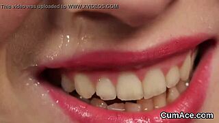 horny babe sucks every drop of cum on her face