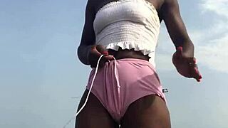 i'm twerking hard in sexy clothes on the beach