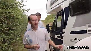 wicked stunner gulps cum load on her face in blowbang