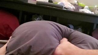 I'm gettin' my small 18+ cock stroked so good