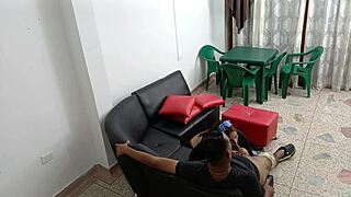 i found my stepdaughter smoking on the roof again and she begged me to fuck her in the living room to keep it secret from my wife