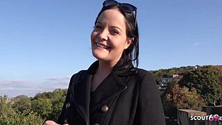 Dolly Diore bends over for kinky casting with monster cock outdoors