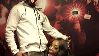 Mystique shows her big tits and ass in public Las Vegas!