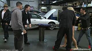 I watched as the bound blonde got banged in the public garage.
