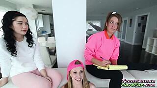 Amateur teen gets intense facial at hardcore party