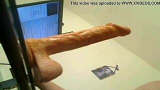 blonde woman deep throats a huge dildo until she cums