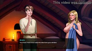 this blonde with huge boobs sticks a small wooden dildo into her shaved pussy, moaning loudly.