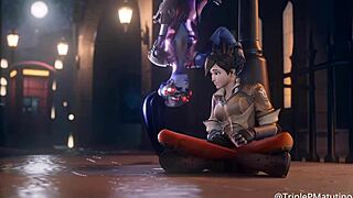 Animated 3D lesbian yuri kissing hentai