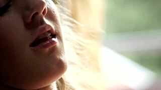 Masturbating euro babe fingers her tight pussy solo