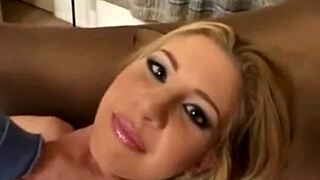 This blonde babe in lingerie gets her pussy pounded hard in doggystyle