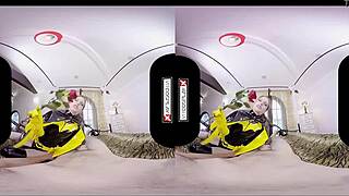 batgirl cosplay in silly vr goggles fun