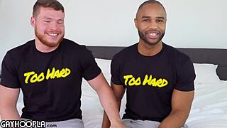 Two young studs explore gay sex as underwear model guides newbie in interracial hookup