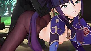 is mona from genshin impact fucking with small tits and shaved pussy?