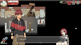 curvy nerdy girl gives public handjob in library hentai game 😈