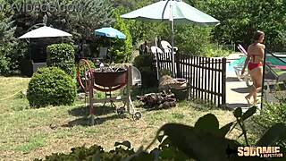 marie and candie relaxing by the pool