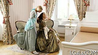 Cute angels are licking something sweet and delicious together.