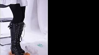 I crush food under my boots in this fetish video, oopsie!