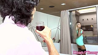 Trans beauty Emanuelly Polly takes hard butt pounding with creampie