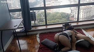 Fucking The Hot Maid In The Window For Everyone To Watch, Kitty Big Ass