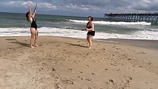 are these lovely ladies posing in bikinis on the beach for the photoshoot?