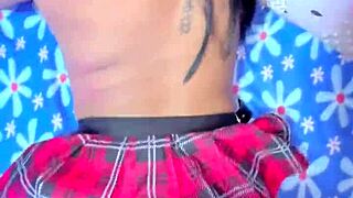 alone at home, my submissive girlfriend surprises me dressed as a school slut in doggystyle