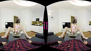 In A Rabbit Costume, The Brunette Gets Fucked Doggystyle While Wearing Stockings