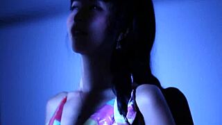 marica, the asian brunette with big tits, gets nude and masturbates solo