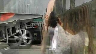 morena gata showing off her ass and tits on streets and pier in santos