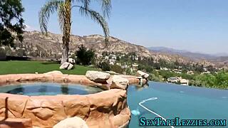 this real blonde lesbian babe is eatin' out her partner in a homemade high definition video