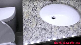 Bathing teen 18+ stepsister with monster cock