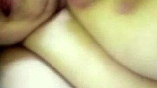 Fat milf shows big tits and vagina on video call