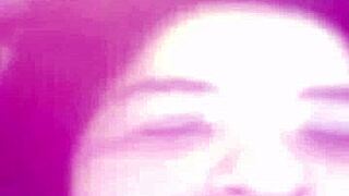 Fat milf shows big tits and vagina on video call