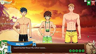 Young Friends Swim At Night In Game Camp