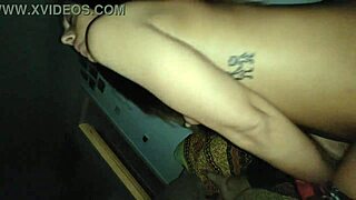 wife in pajamas has sex with a friend in silence while her husband is in the room using toys