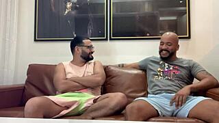 Marcos goiano enjoys the huge black cock of the well-endowed paulista in an interracial gay scene.
