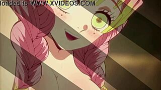 Is Mitsuri teasing Tanjiro with a titty fuck in this hentai anime sex scene?