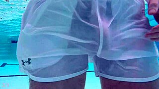 Pool Boy In See-Through With Big Cock Underwater
