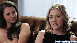 Hot lesbian threesome threesomes with blindfolded face sitting